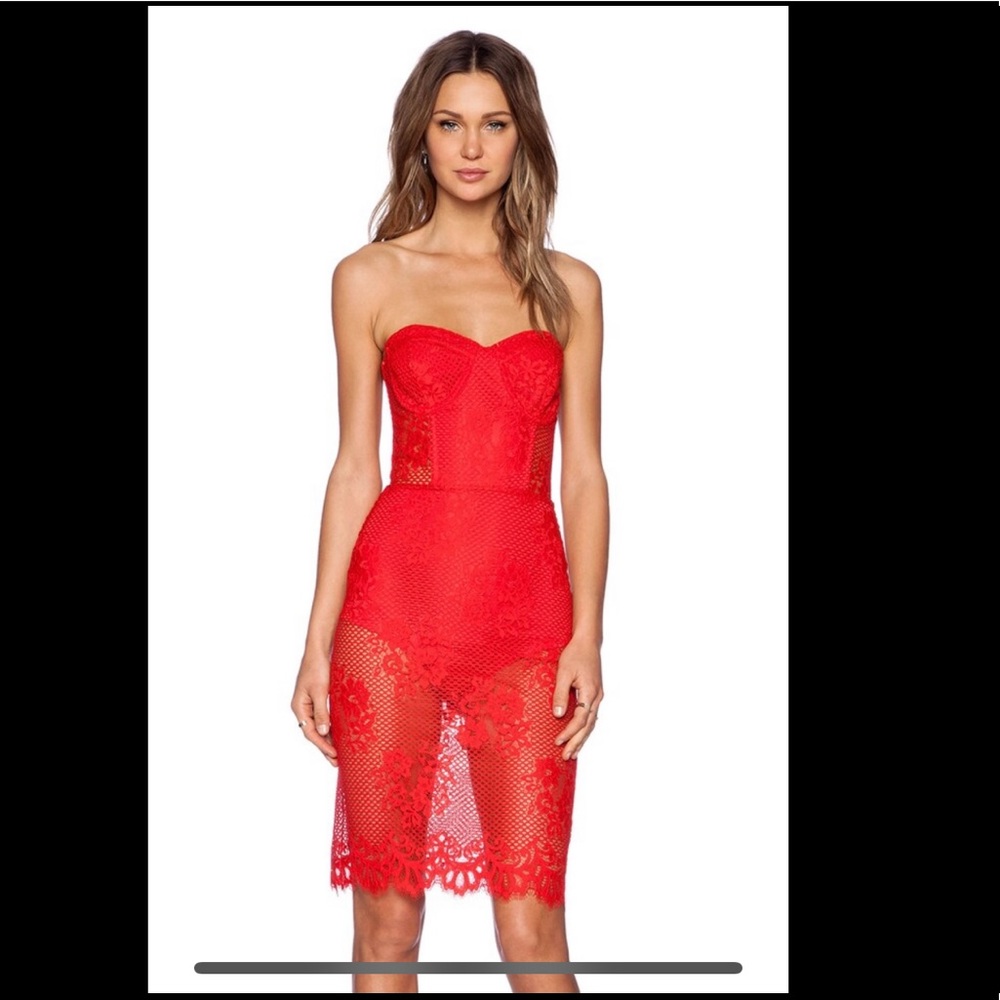 For Love & Lemons Garden Isle Dress in Cherry Red